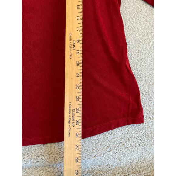 Chicos Travelers Top XL Slinky Stretch Long Sleeve V-Neck Career Gold Chain Red - Picture 13 of 15